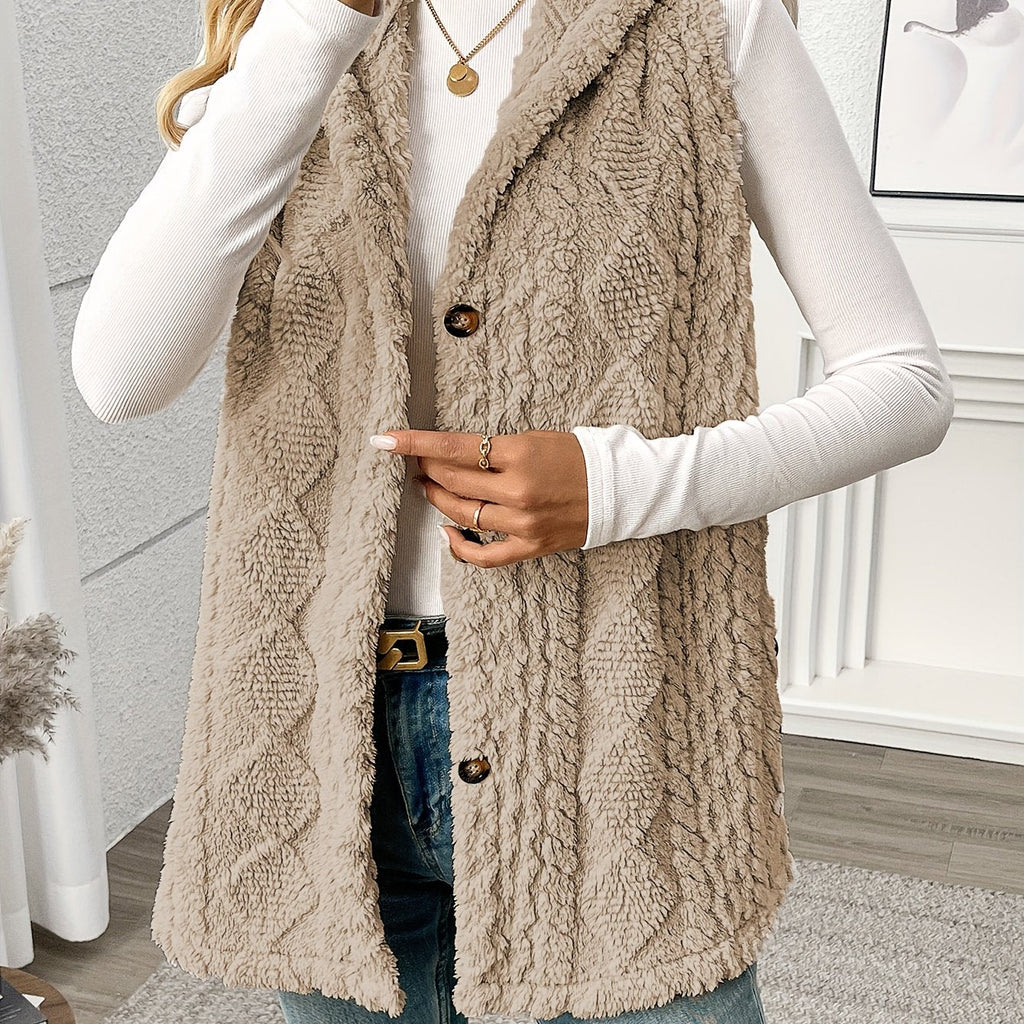 Lorenna | Cozy Hooded Sleeveless Vest – front view
