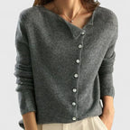 Lorna Diagonal Button Knit Cardigan – front view