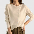 Lorna Diagonal Button Knit Cardigan – back view