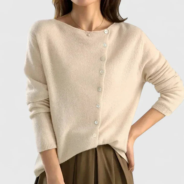 Lorna Diagonal Button Knit Cardigan – back view