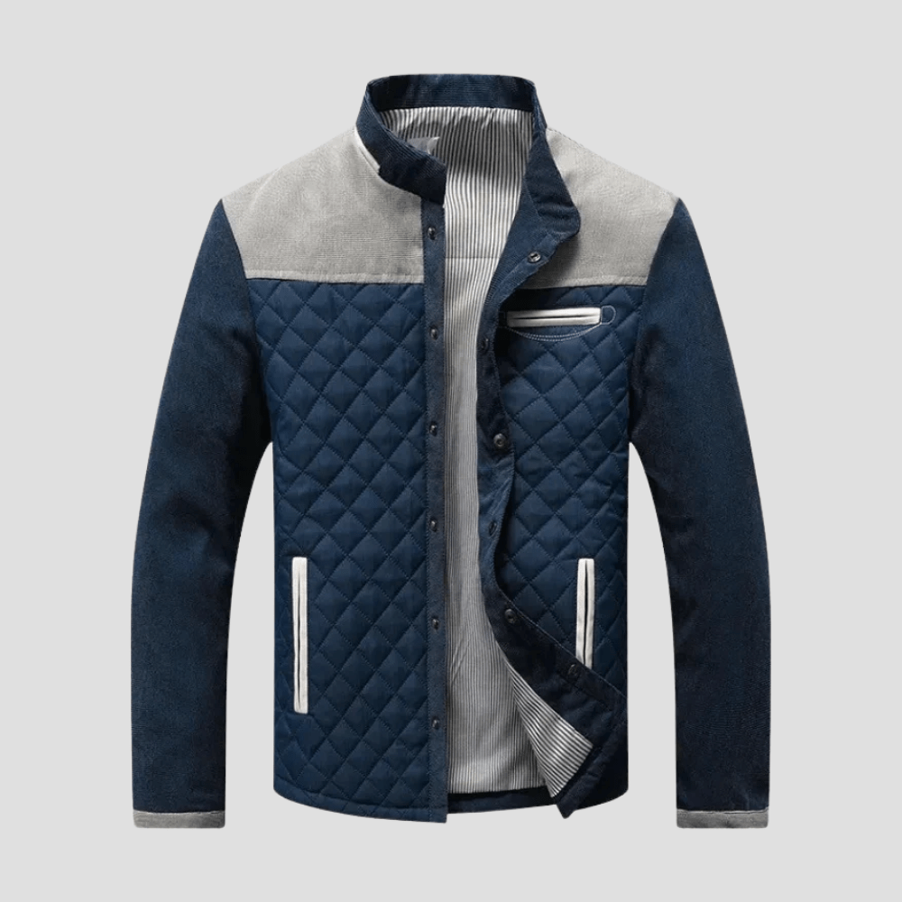 Lowell quilted suede-trim winter jacket, back view