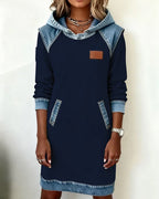 Lunariae casual dress with contrast hood, additional side view