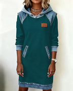 Lunariae casual dress with contrast hood, lifestyle view