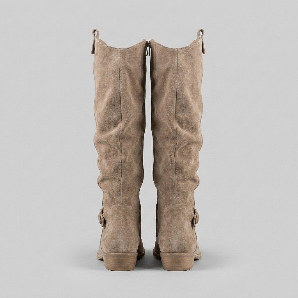 Maelie | Slouchy Suede-Touch Knee-High Boots – back view