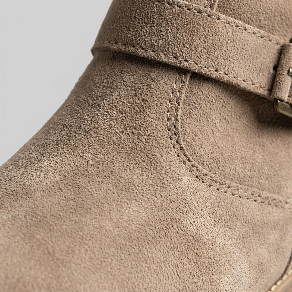 Maelie | Slouchy Suede-Touch Knee-High Boots – close-up