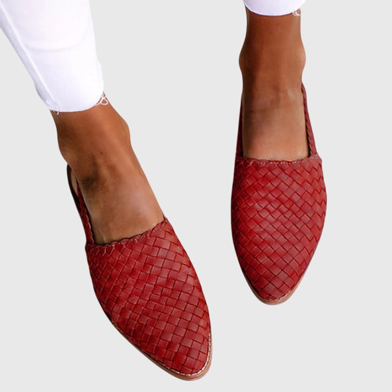 Maevis | Woven Pointed-Toe Flats – front view