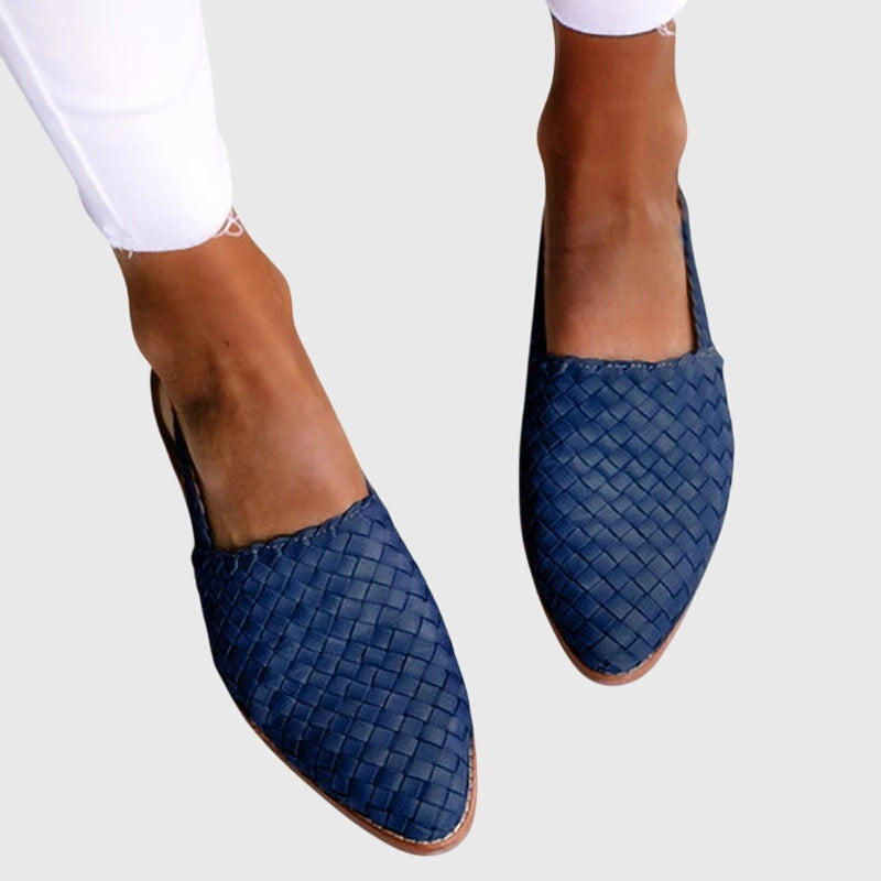 Maevis | Woven Pointed-Toe Flats – front view