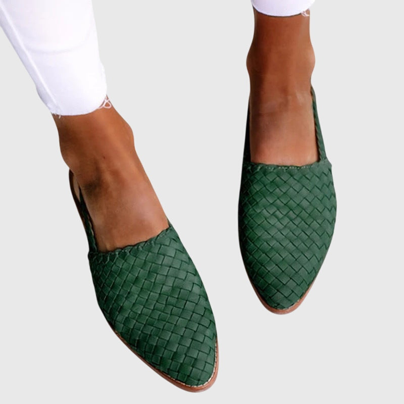 Maevis | Woven Pointed-Toe Flats – front view