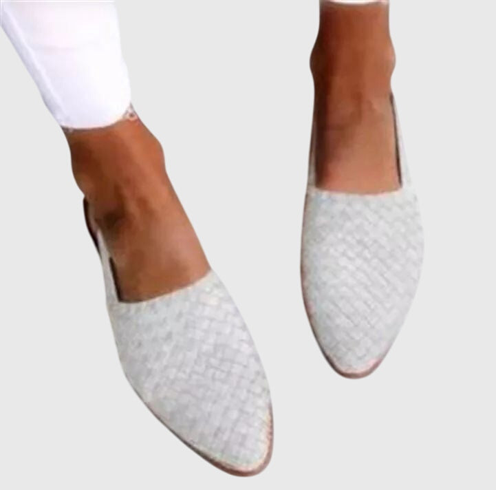 Maevis | Woven Pointed-Toe Flats – front view