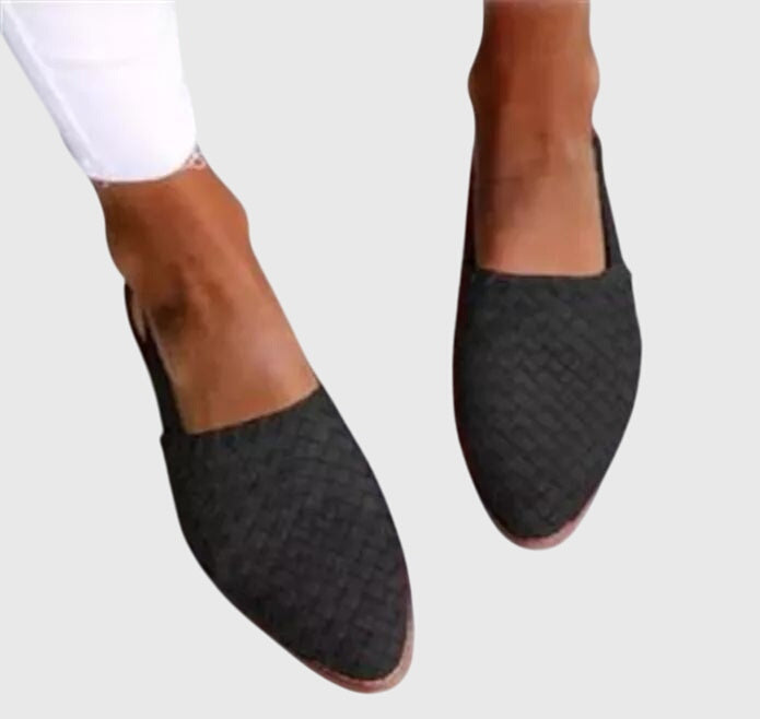 Maevis | Woven Pointed-Toe Flats – front view