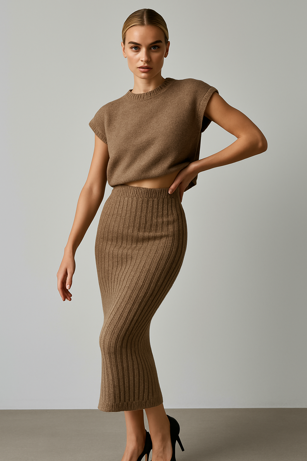Maratea Rib Sleeveless Set – front view