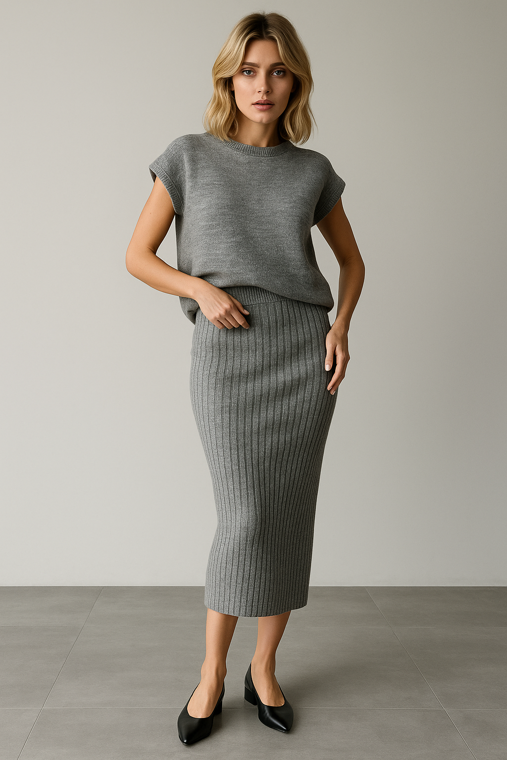 Maratea Rib Sleeveless Set – back view