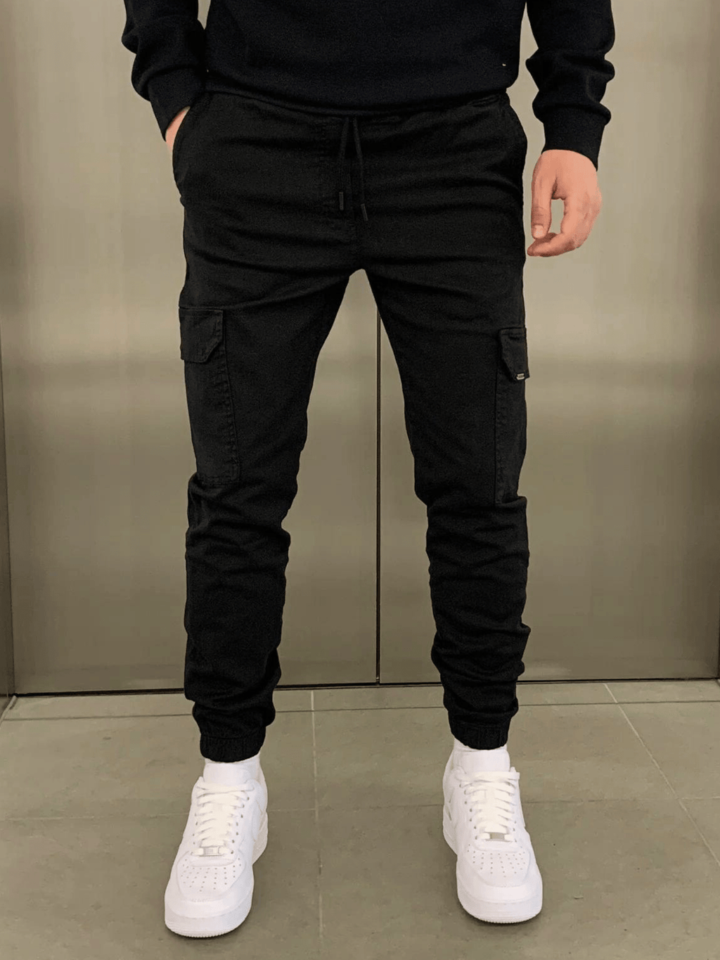 Marcus | Sleek Tie-Waist Cargo Pants – front view