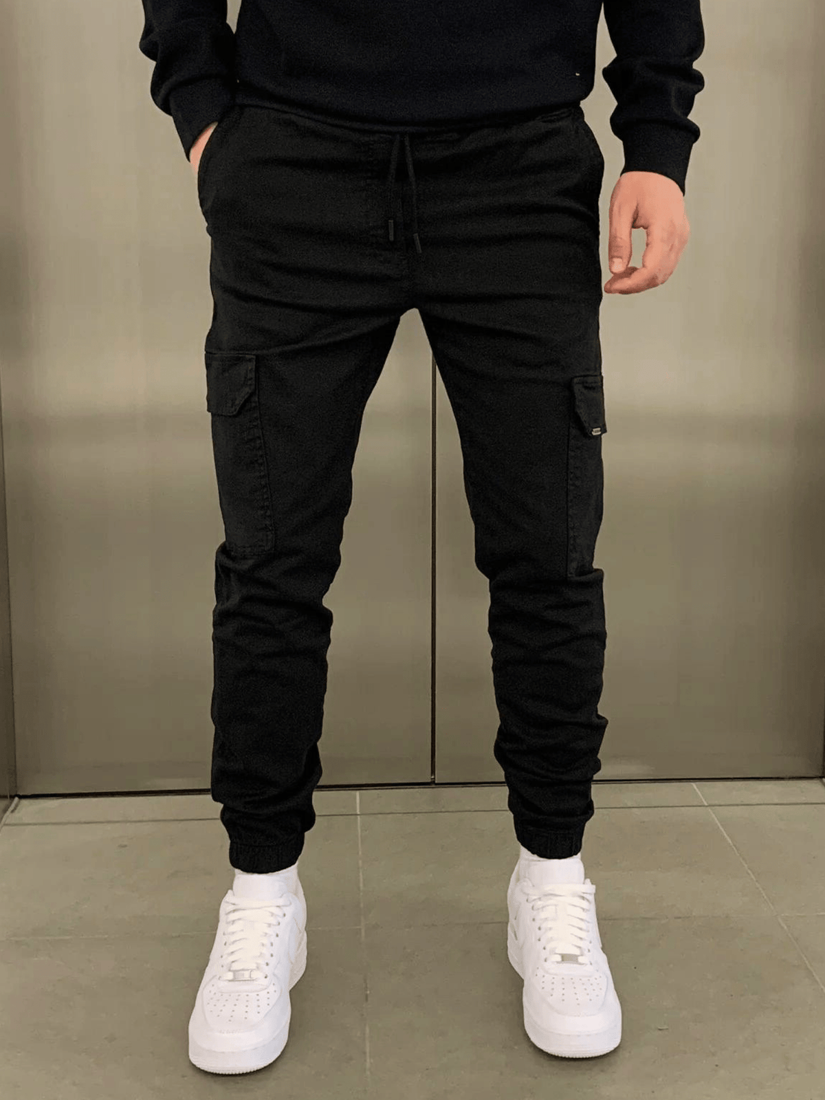 Marcus | Sleek Tie-Waist Cargo Pants – front view