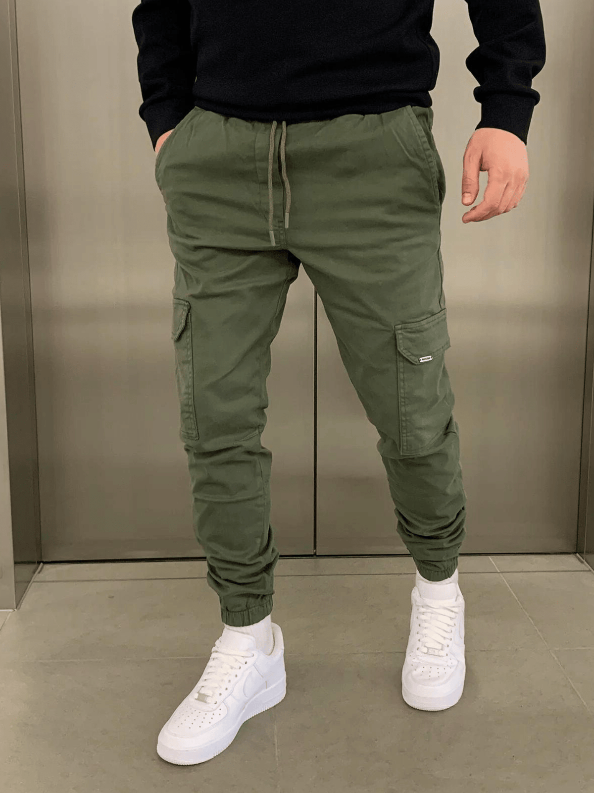 Marcus | Sleek Tie-Waist Cargo Pants – front view