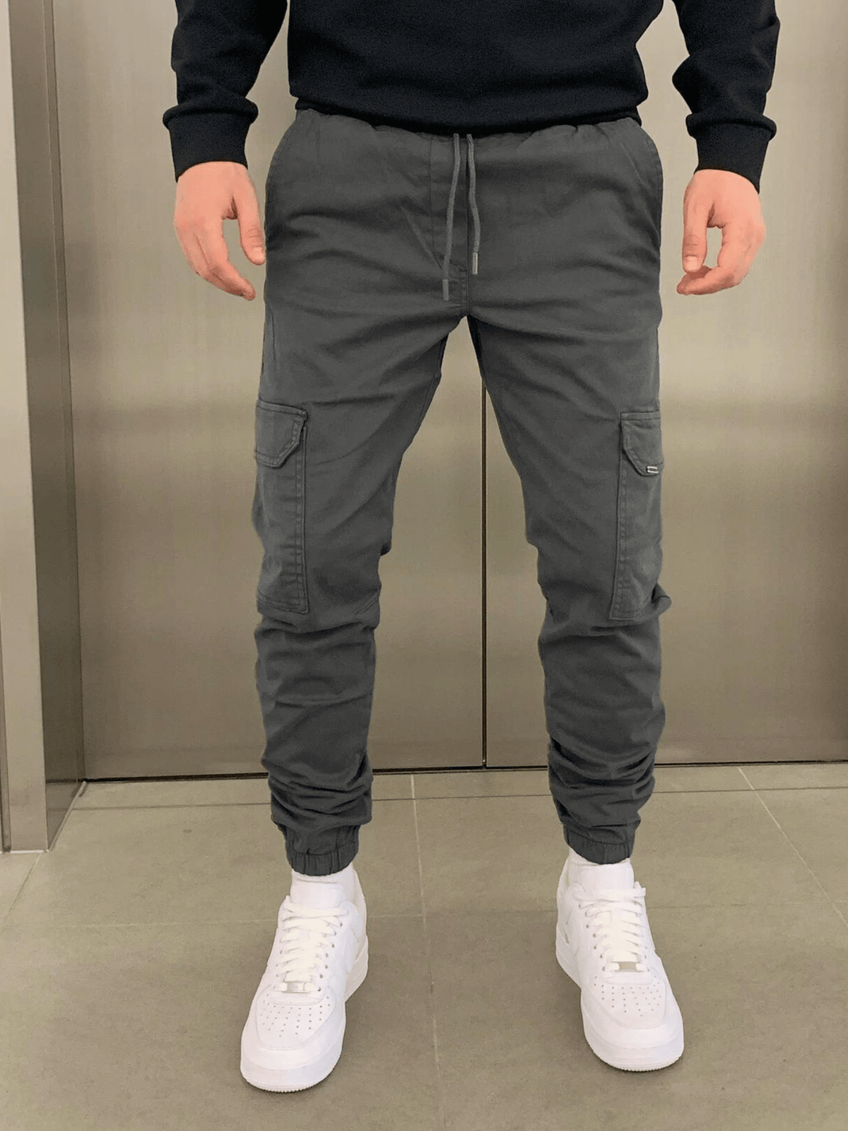 Marcus | Sleek Tie-Waist Cargo Pants – front view