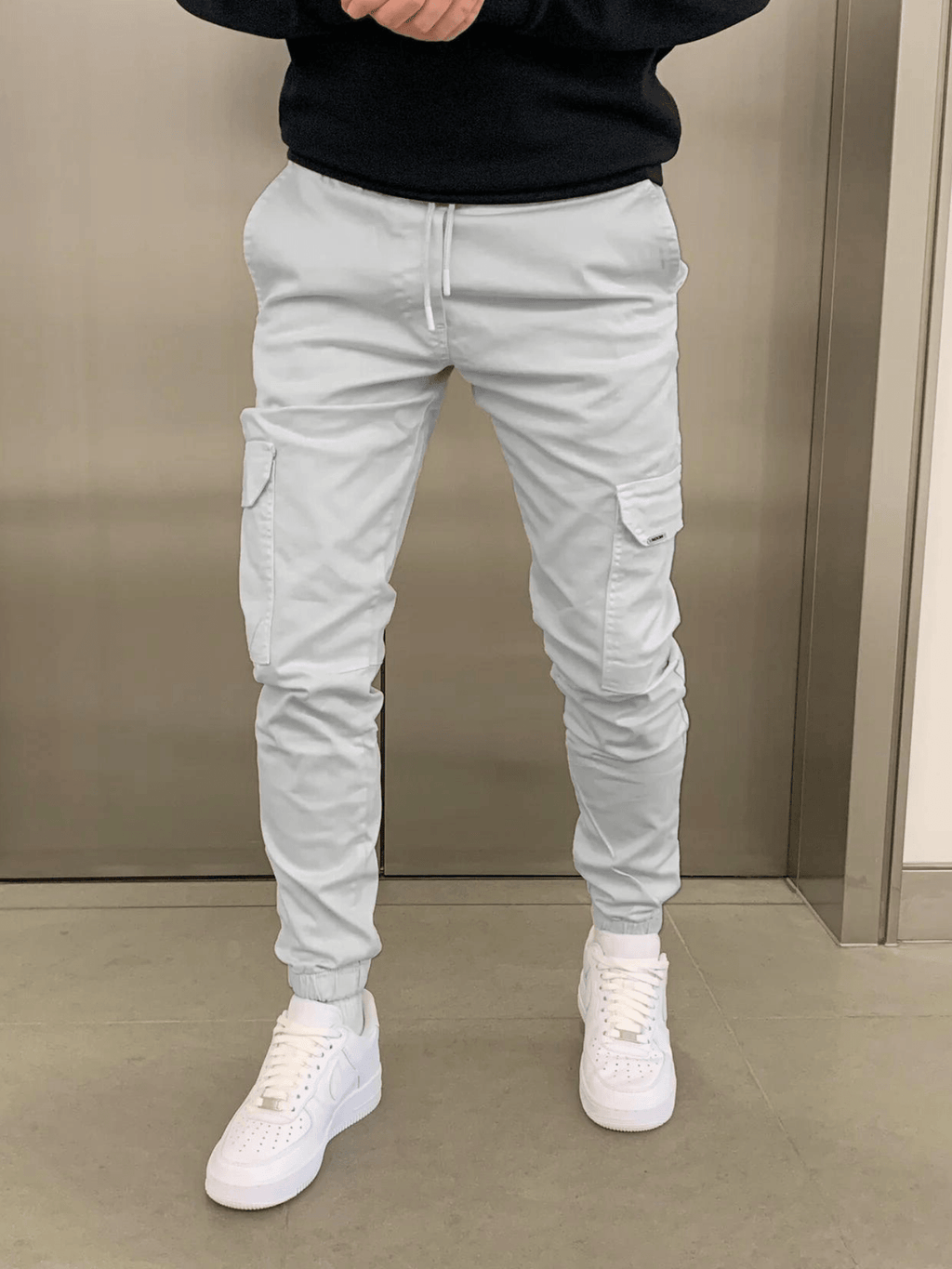 Marcus | Sleek Tie-Waist Cargo Pants – front view