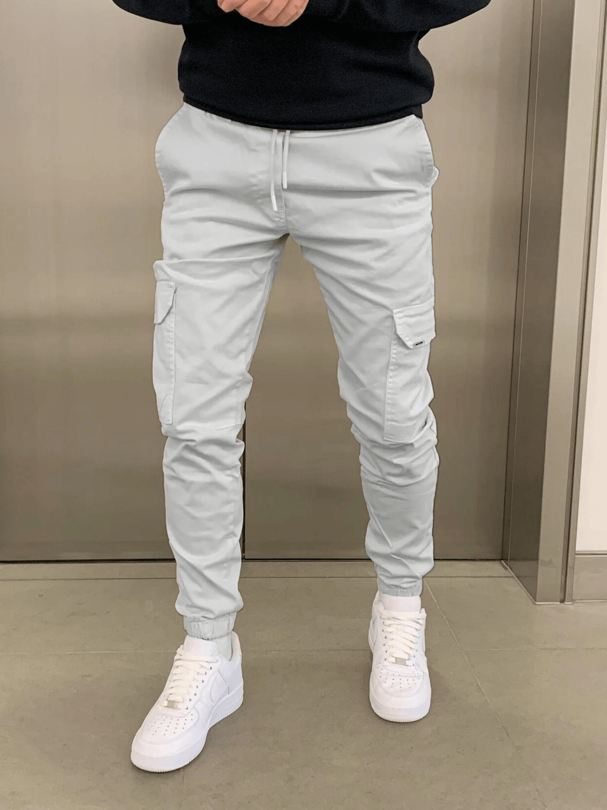 Marcus | Sleek Tie-Waist Cargo Pants – front view