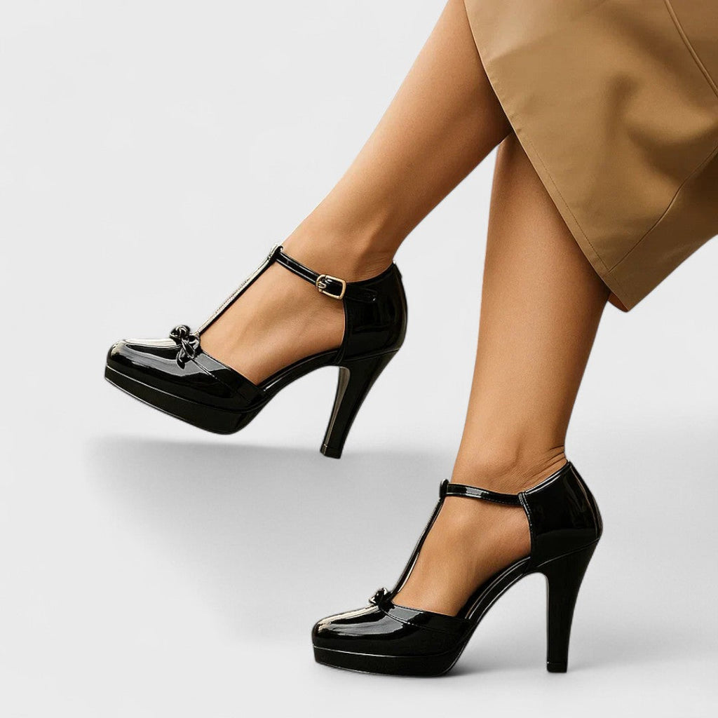Marilyn Elegant T-Strap Heels – styled view