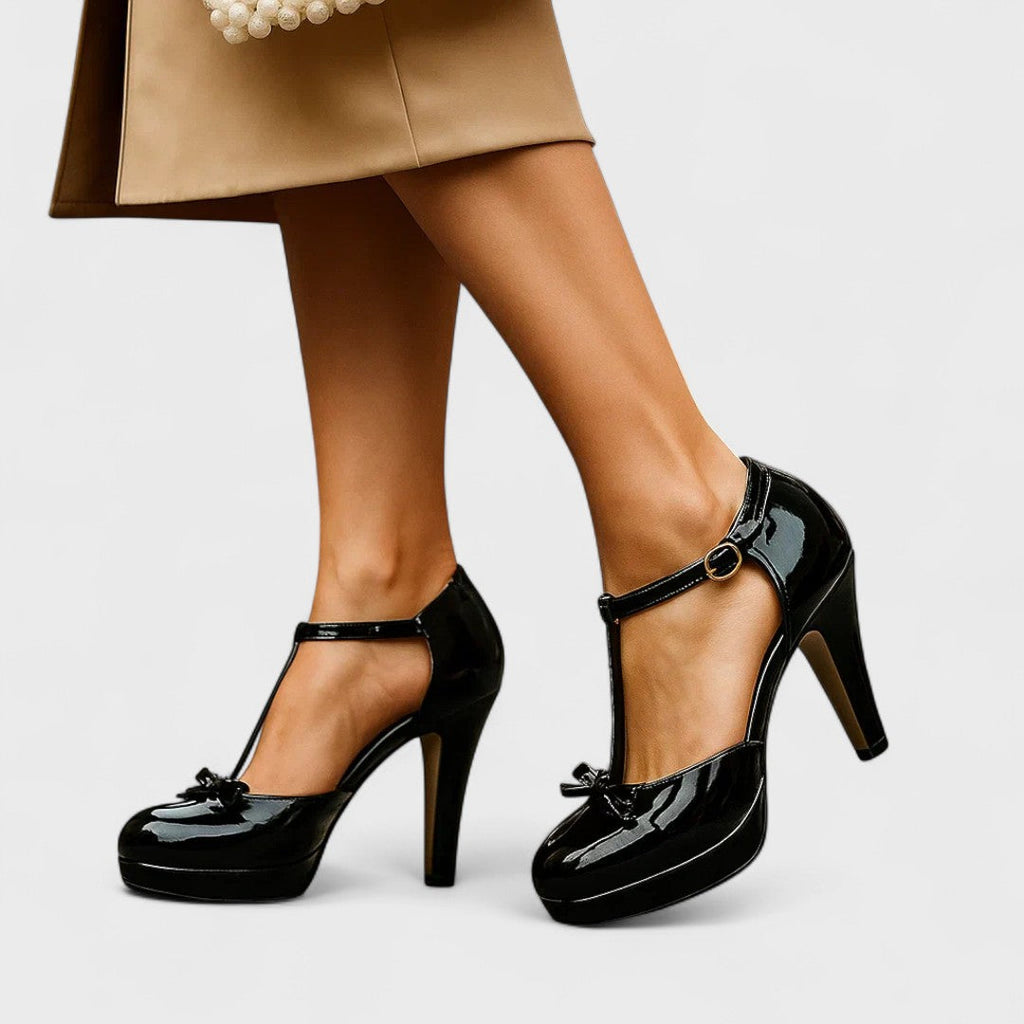 Marilyn Elegant T-Strap Heels – styled view