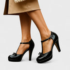 Marilyn Elegant T-Strap Heels – styled view
