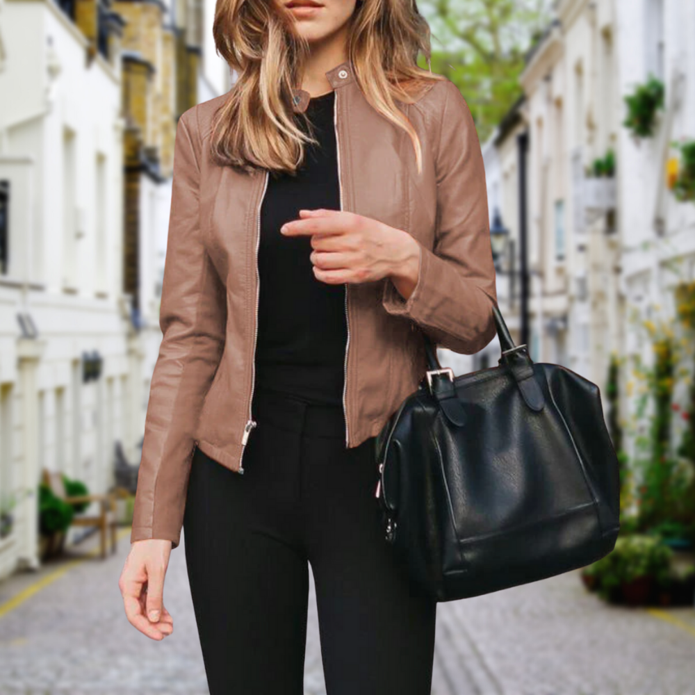 Marisa | Zip-Front Biker Jacket – front view