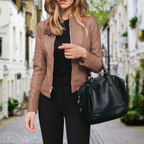 Marisa | Zip-Front Biker Jacket – front view