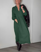 Marisande slimming long dress with V-neckline, additional back view