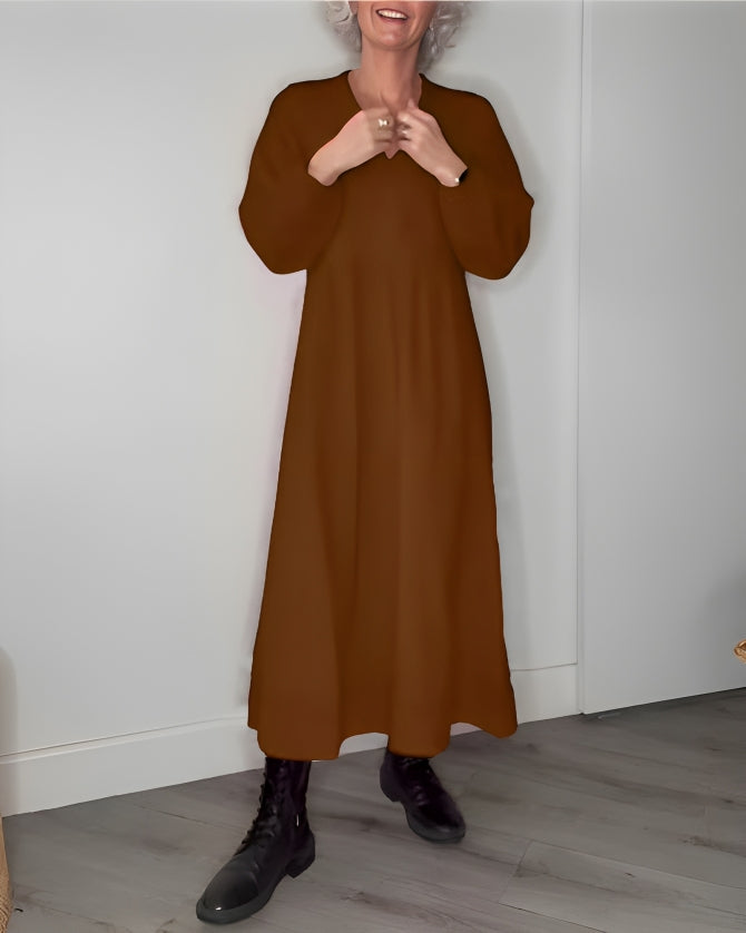 Marisande slimming long dress with V-neckline, styled view