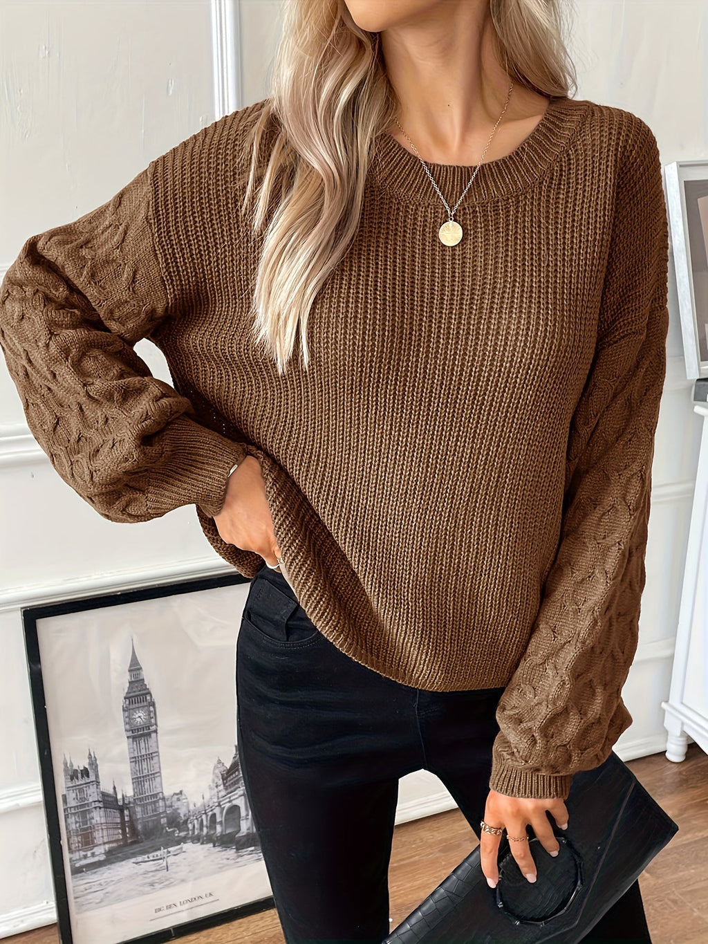 Mariska Diamond Knit Pullover – lifestyle view