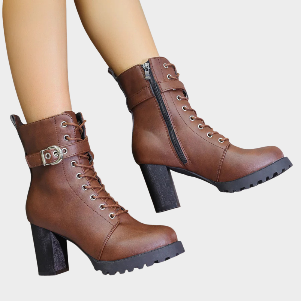 Marit Flared Heel Ankle Boots – front view