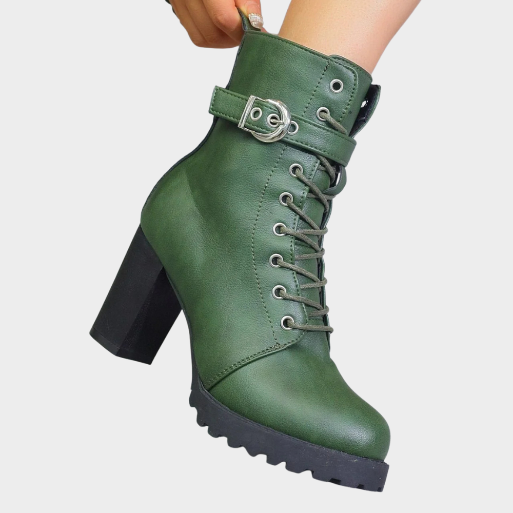 Marit Flared Heel Ankle Boots – styled view