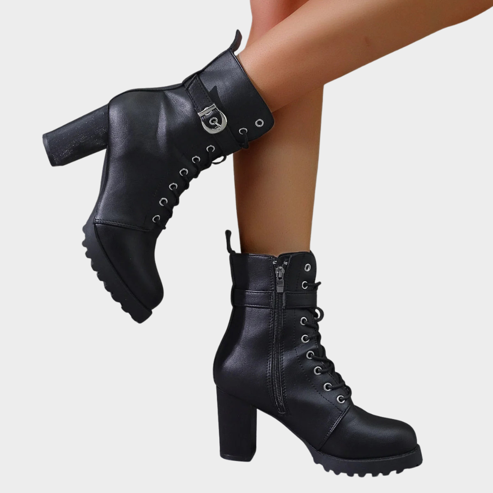 Marit Flared Heel Ankle Boots – detail view