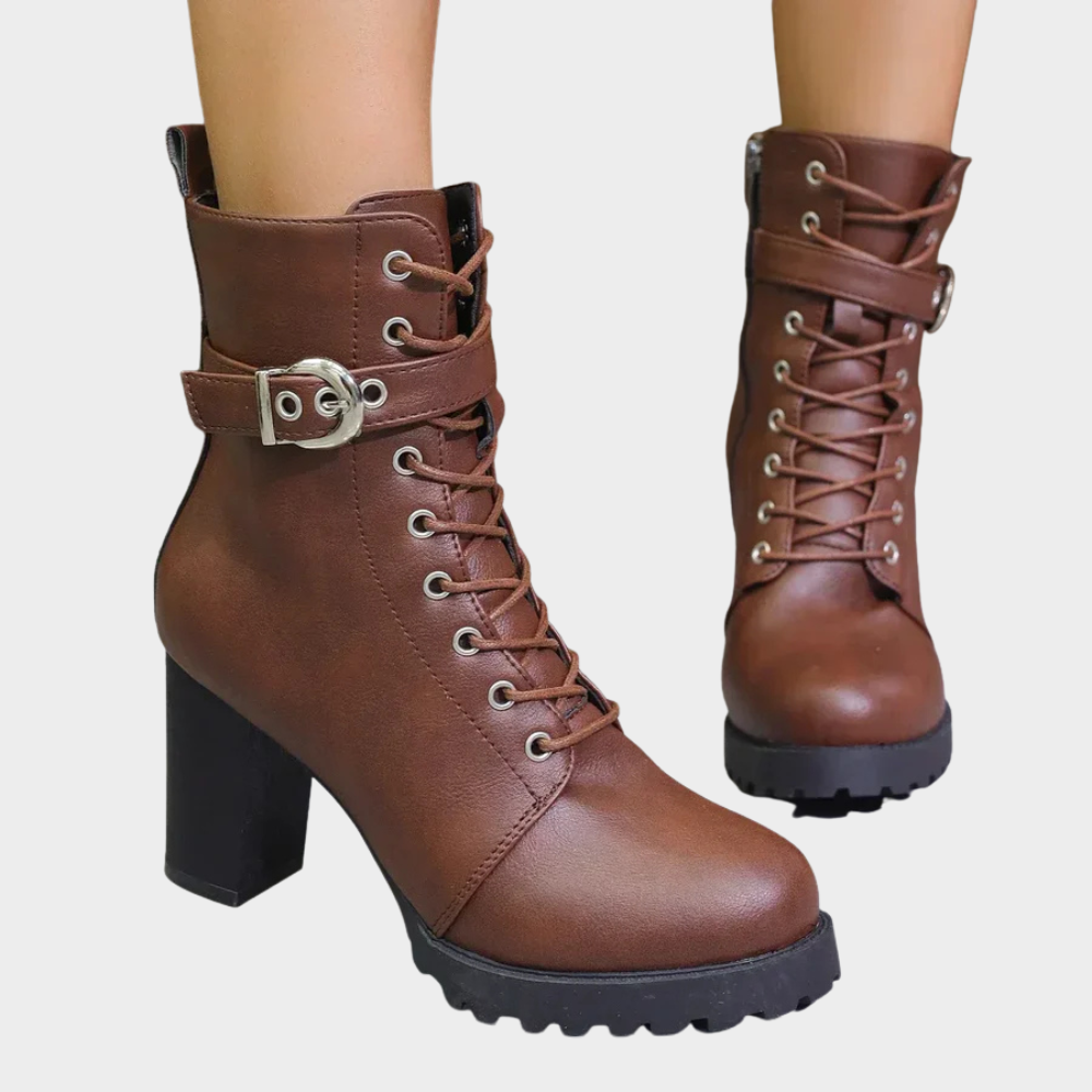Marit Flared Heel Ankle Boots – styled view