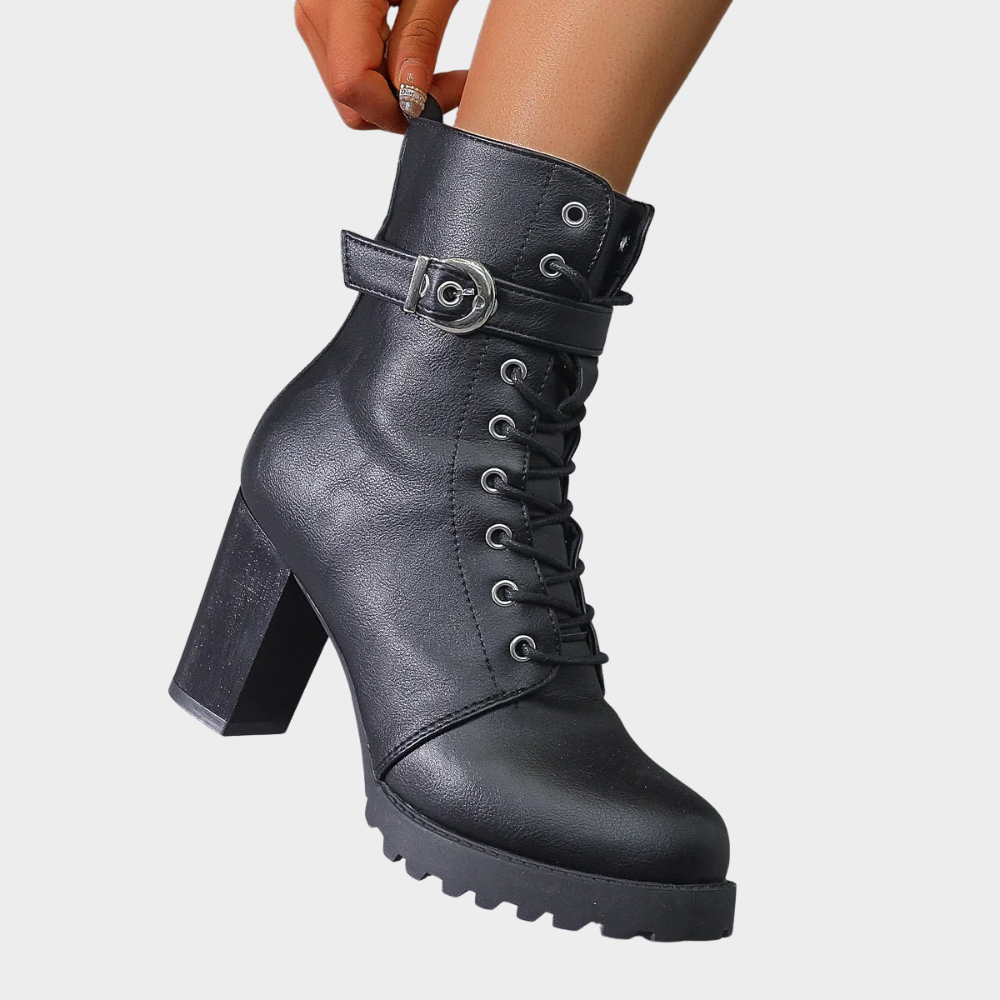 Marit Flared Heel Ankle Boots – back view