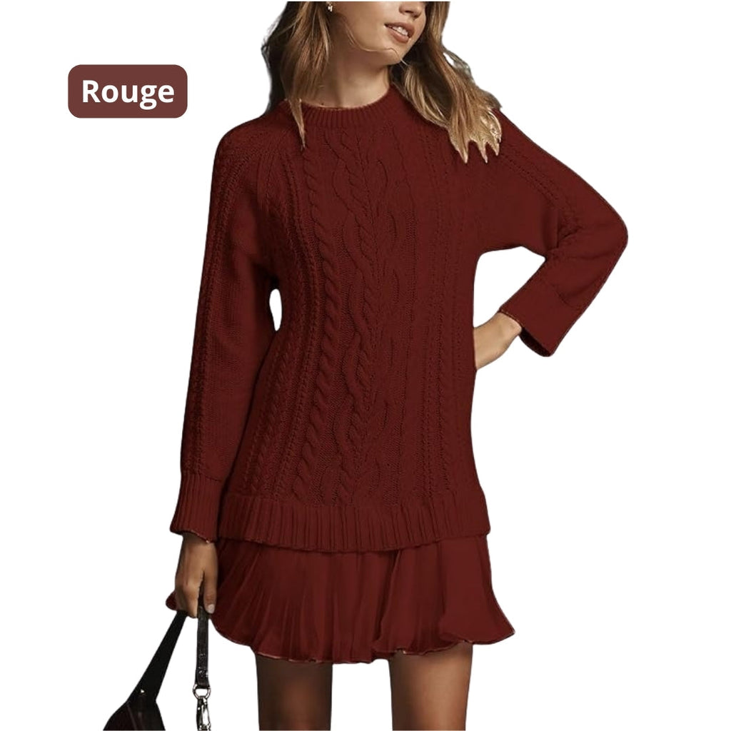 Marivessa warm cable sweater dress, hem detail