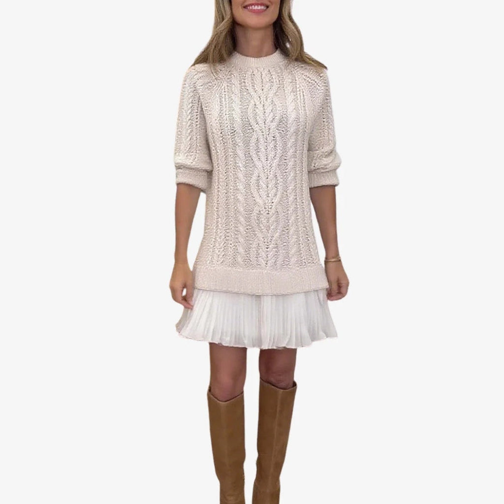Marivessa warm cable sweater dress, sleeve detail