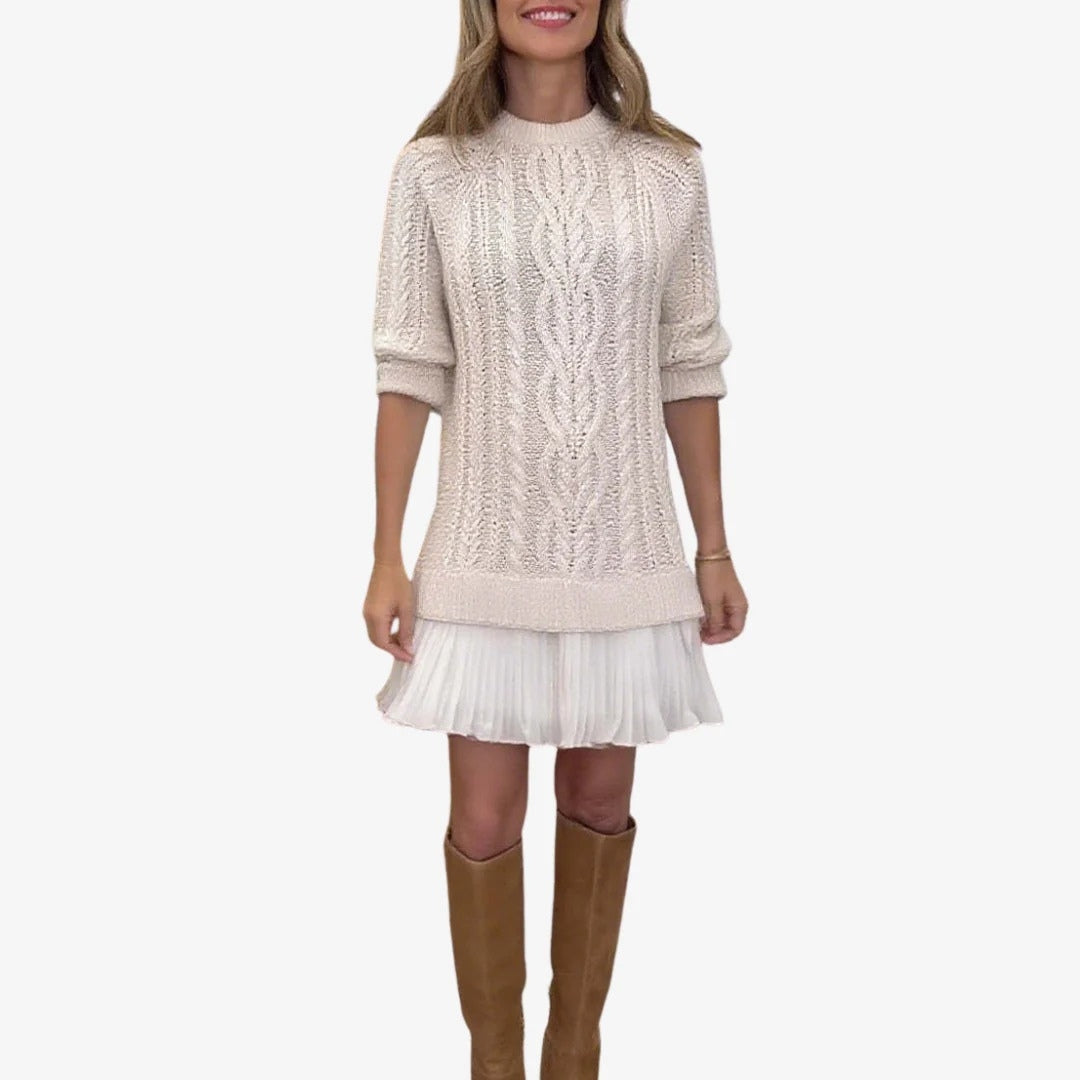Marivessa warm cable sweater dress, sleeve detail