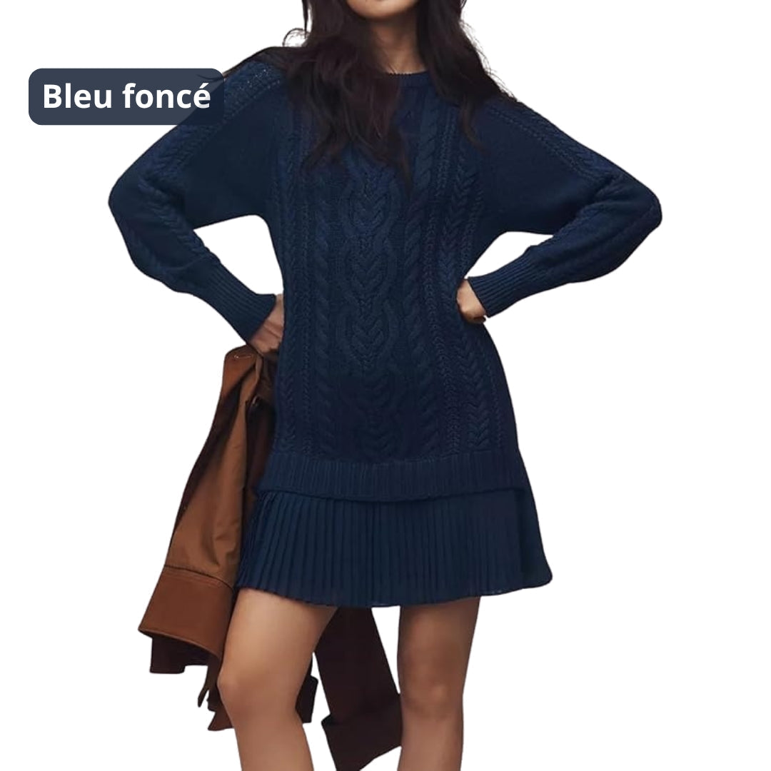 Marivessa warm cable sweater dress, texture detail