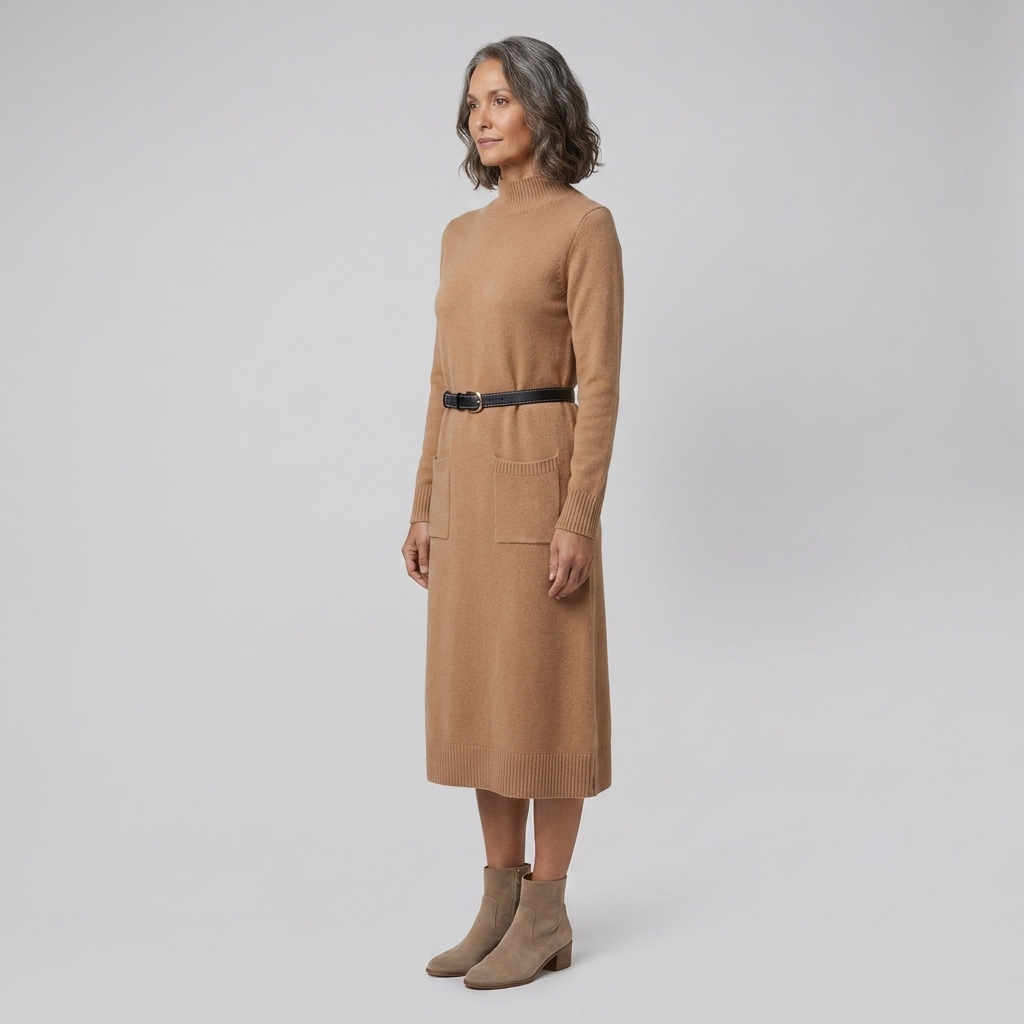Marlowe | Wool-Blend Midi Knit Dress with Pockets by Vera Noir – side view