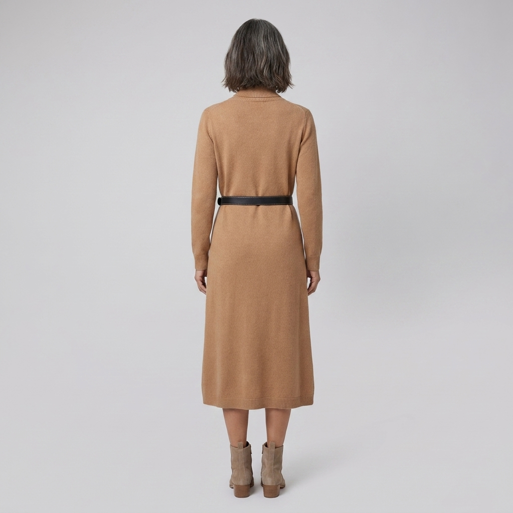 Marlowe | Wool-Blend Midi Knit Dress with Pockets by Vera Noir – back view