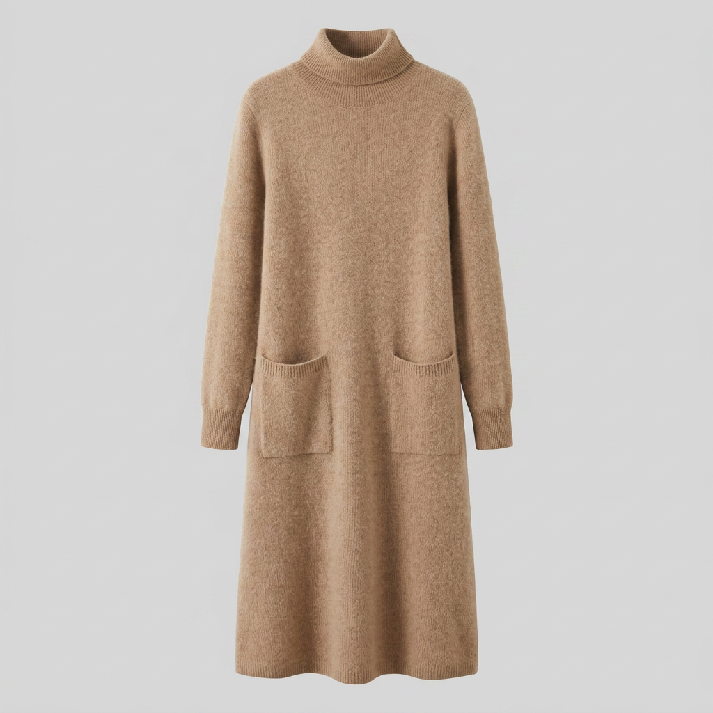 Marlowe | Wool-Blend Midi Knit Dress with Pockets by Vera Noir – detail view