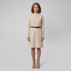 Marlowe | Wool-Blend Midi Knit Dress with Pockets by Vera Noir – in khaki