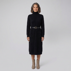 Marlowe | Wool-Blend Midi Knit Dress with Pockets by Vera Noir – in black