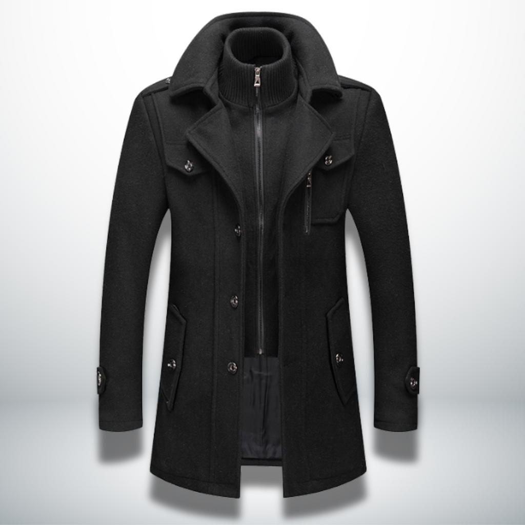 Mateus warm men's overcoat, lapel detail