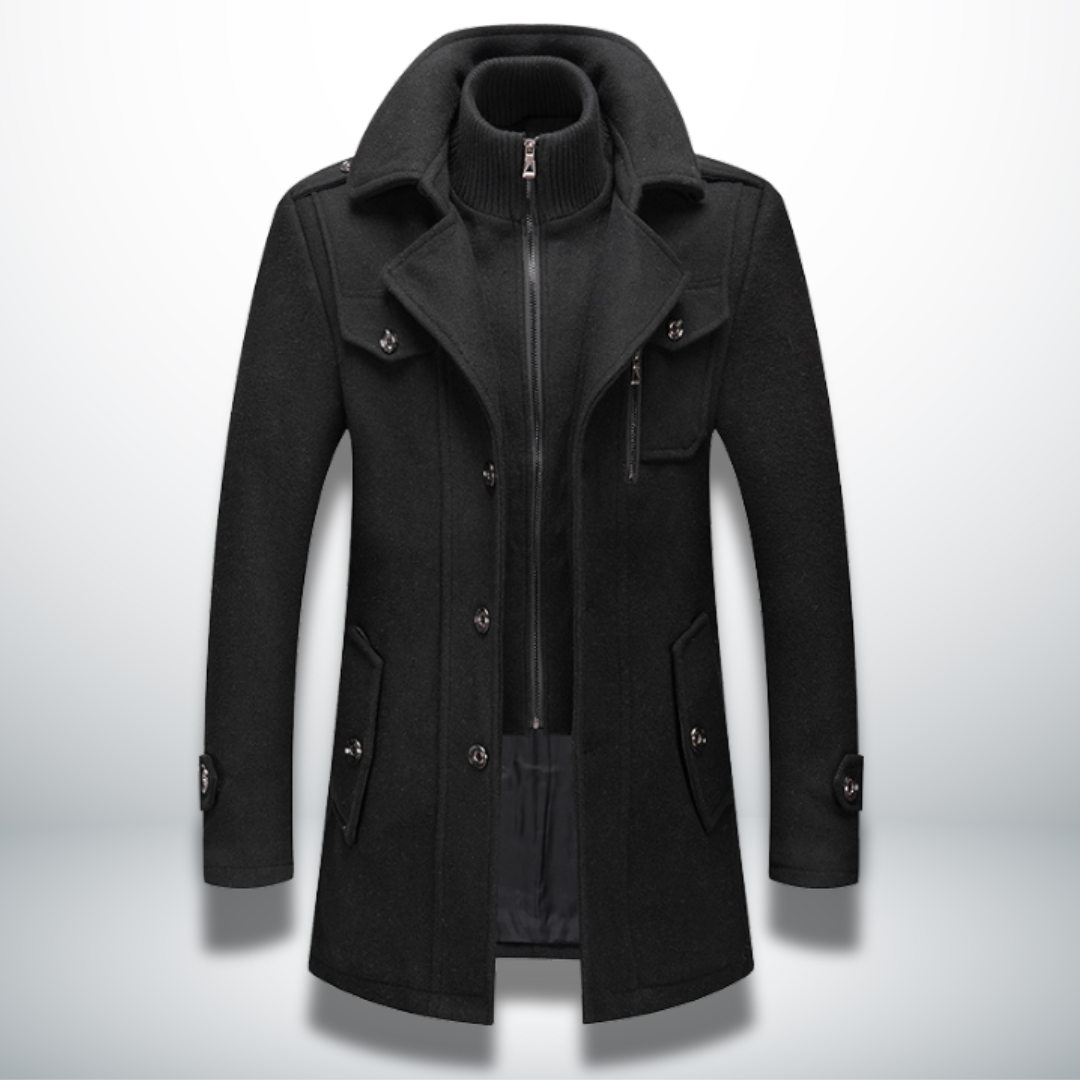 Mateus warm men's overcoat, lapel detail