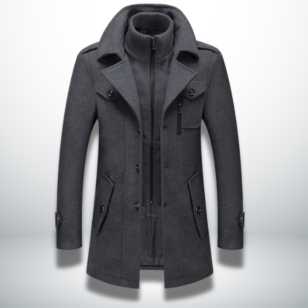 Mateus warm men's overcoat, styled view