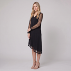 Matilda | Sheer Sleeve Evening Dress by Vera Noir – front view
