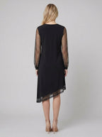 Matilda | Sheer Sleeve Evening Dress by Vera Noir – back view