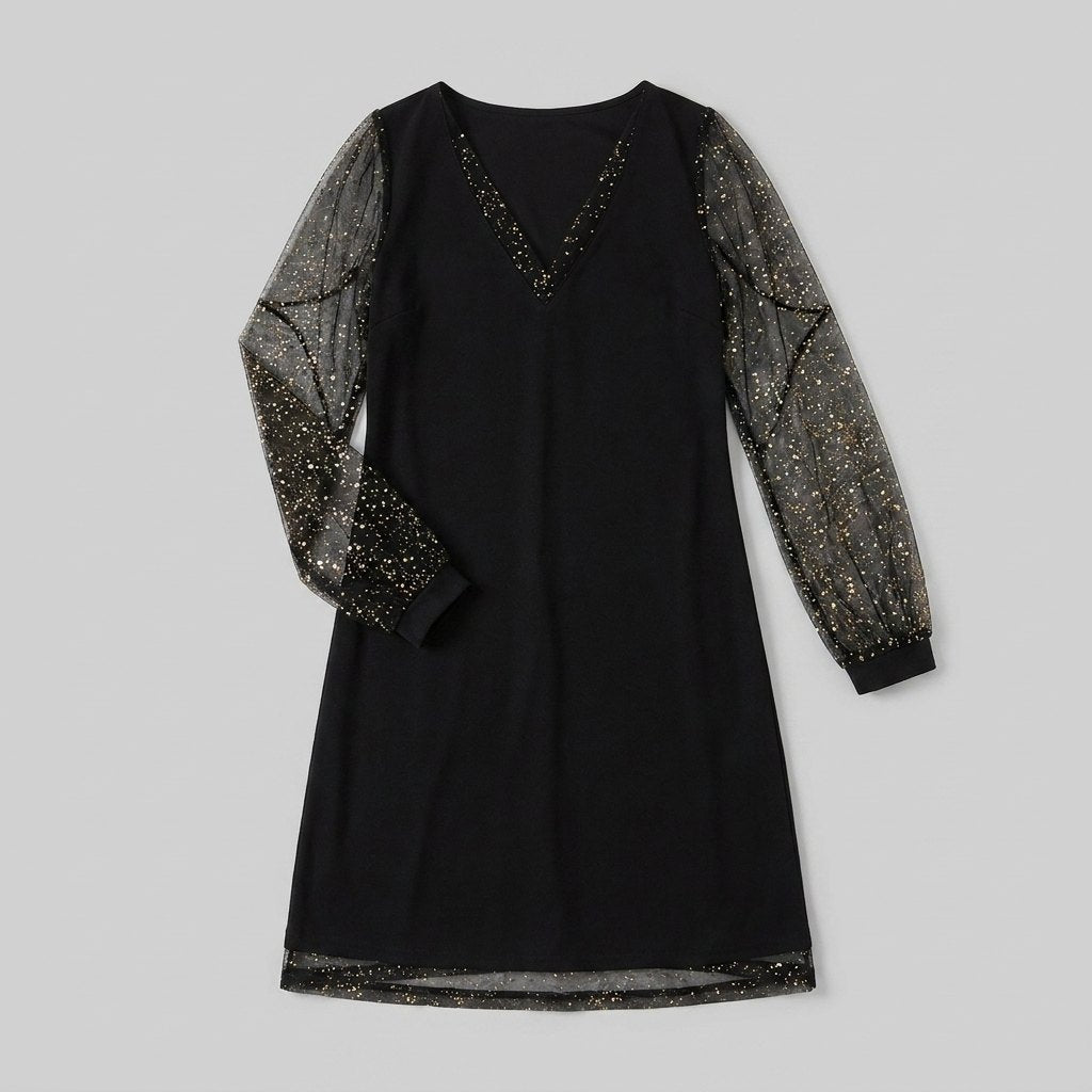 Matilda | Sheer Sleeve Evening Dress by Vera Noir – front view